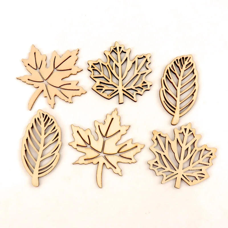 Description Picture 3 of itemNatual Wooden Leaves Pattern Scrapbooking Painting Craft Handmade Accessory Sewing Home Decoration DIY 50-52mm 10pcs