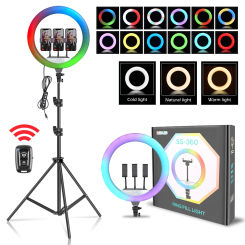 SH 14Inch RGB Ring Light Bluetooth-compatible Selfie LED Lamp With Tripod Stand Photography Light For Photo Studio Youtube Live