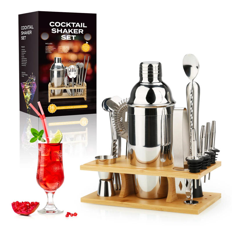 Description Picture 4 of itemCocktail Shaker Making Set,16pcs Bartender Kit For Mixer Wine Martini, Stainless Steel Bar Tools, Home Drink Party Accessories