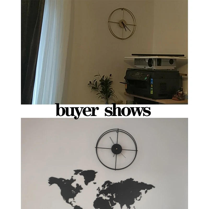 Description Picture 2 of itemVintage Metal Wall Clock Modern Design For Home Office Decor Hanging Watches Living Room Classic Brief European Wall Clock