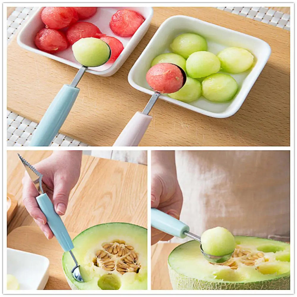 Description Picture 4 of itemKitchen Accessories Dual-head Stainless Steel Carving Knife Fruit Watermelon Ice Cream Baller Scoop Stacks Spoon Home gadgets