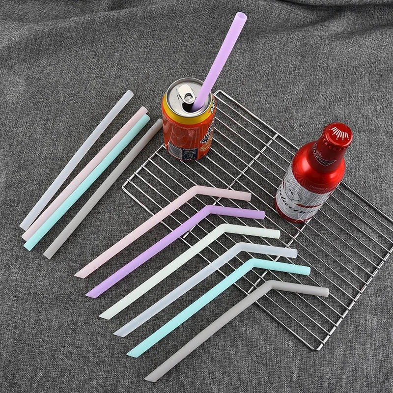 Description Picture 2 of item6 pcs Reusable Food Grade Silicone Straws Straight Bent Drinking Straw With Cleaning Brush Set Party Bar accessory