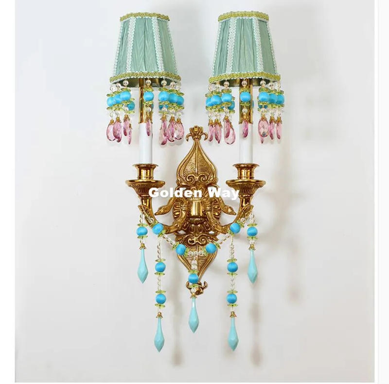 Description Picture 4 of itemCandle Style Crystal Wall Sconce Copper Crystal Wall W34cm Luxury Creative Bronze Indoor light for Hallway Bedroom Bedside Lamp