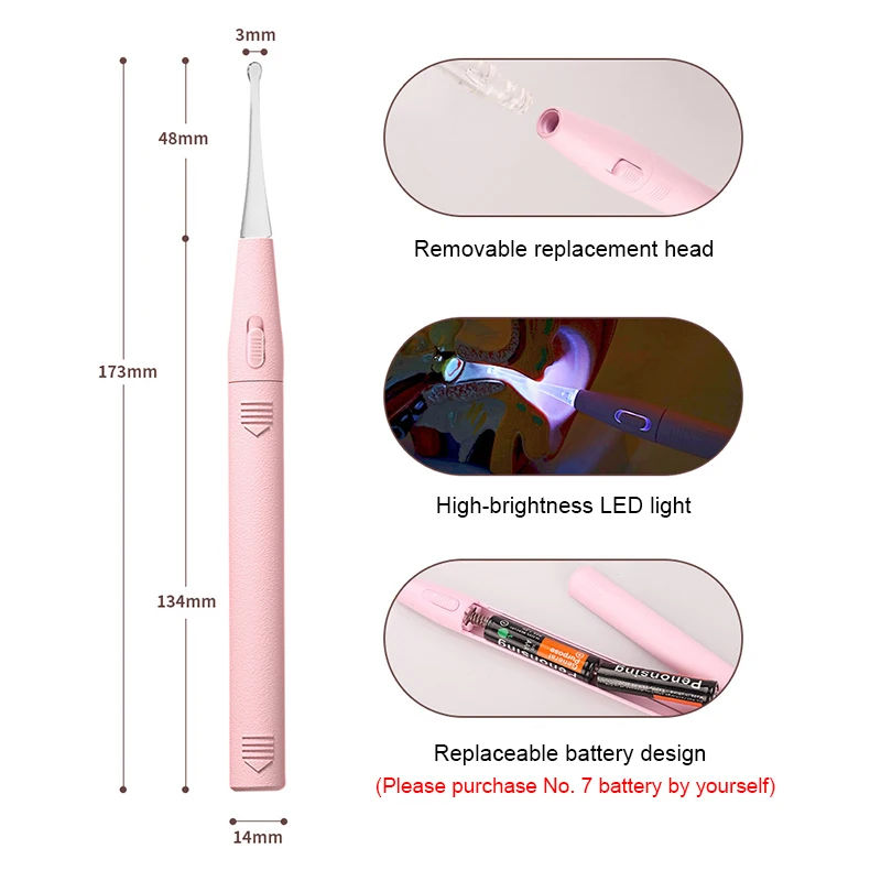 Description Picture 6 of item1 Set Baby Ear Cleaner Ear Wax Removal Tool Flashlight Earpick Ear Cleaning Earwax Remover Luminous Ear Curette Light Spoon