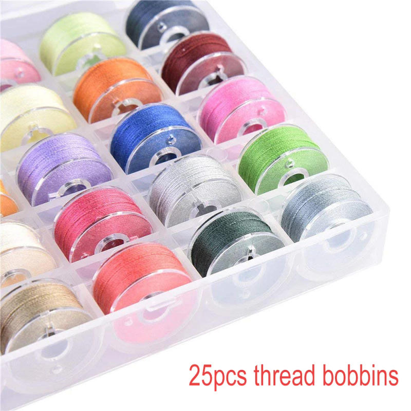 Description Picture 5 of item25Pcs Multicolor Bobbin Thread Polyester Thread Spools Sewing Machine Bobbins with Storage Box for Embroidery Sewing Accessories