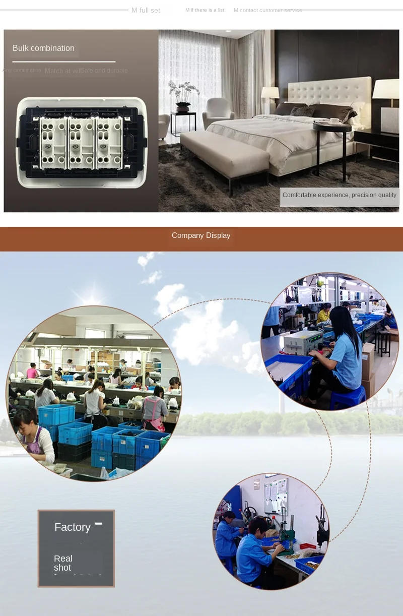 Description Picture 5 of item118mm 3Gang Italy Isreal Standard Household Wall Electrical 1Way Switch White PC Safety flame-retardant Panel