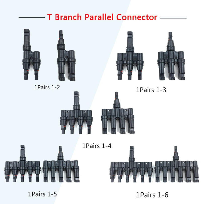 Description Picture 2 of item2T 3T 4T 5T 6T Branch Solar connectors Multi T Branch solar Connector for solar panel parallel connection T Type solar connector