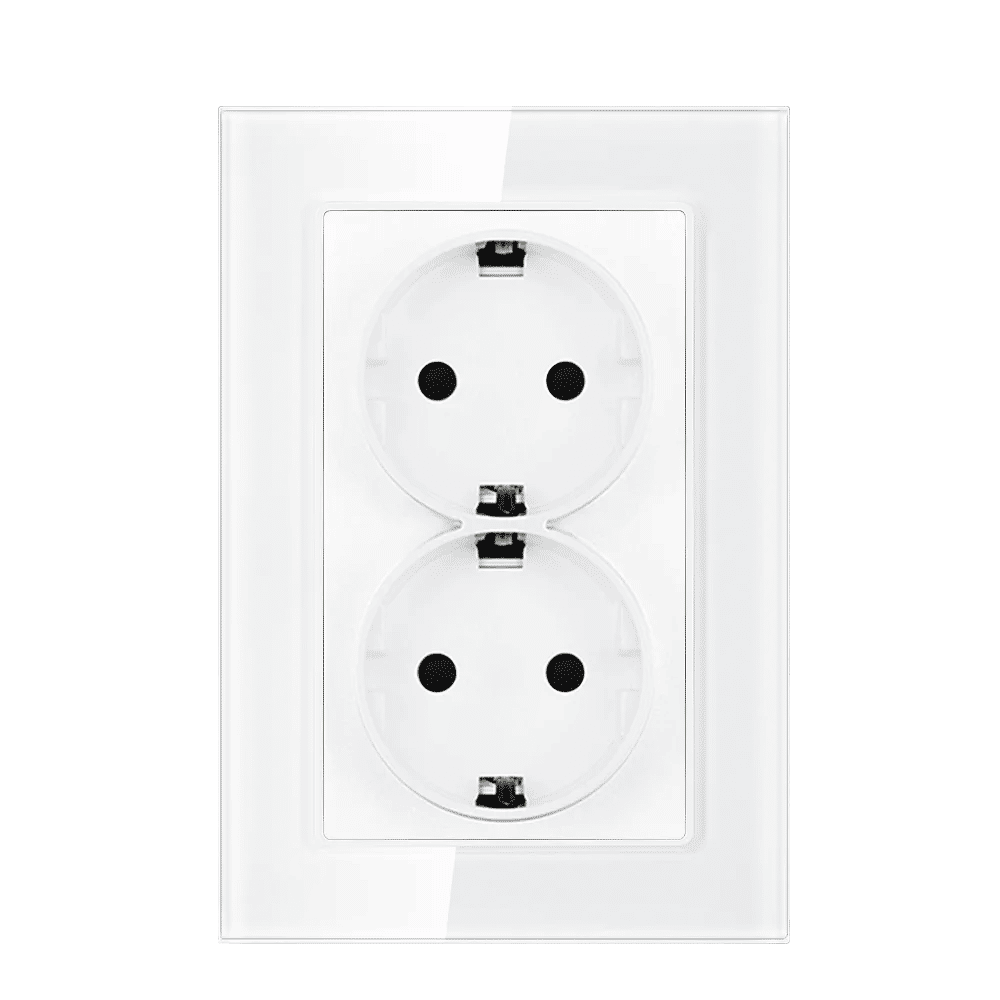 Description Picture 2 of itemWall Double Socets Upright Crystal Glass Panel EU Germany AC Power Points Plug Outlets 110-250V Netherlands Europe Home Office