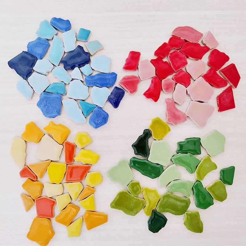 Description Picture 3 of item18oz/510g Polygon Porcelain Mosaic Tiles DIY Craft Ceramic Tile Mosaic Making Materials 1-4cm Length,1~4g/pc,3.5mm Thickness