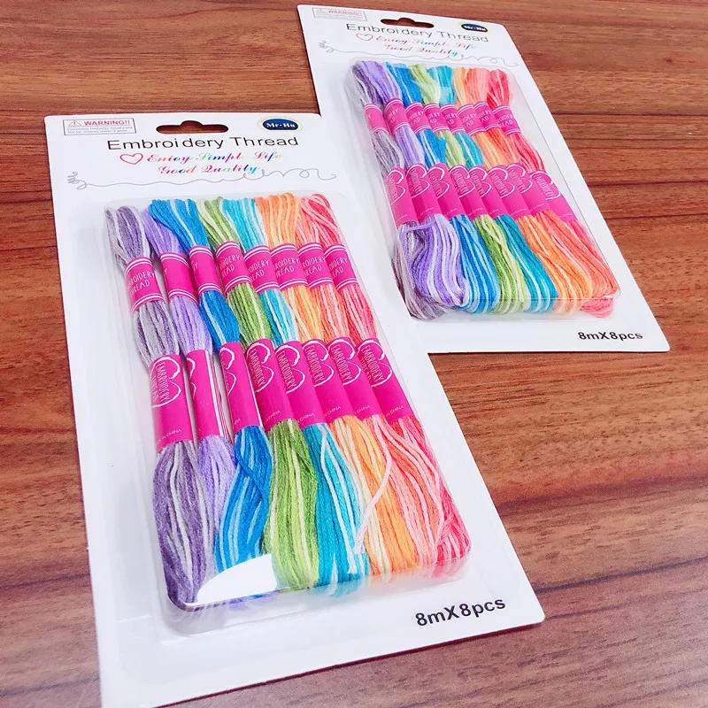 Description Picture 5 of item8pcs/card Color Variation Embroidery Variegated Floss Cross stitch   Variegated 6 strands Thread 8 meters skein