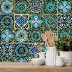 10pcs Mandala Pattern Matte Tile Floor Sticker Transfers Covers Wear-resisting Vinyl Wallpaper Kitchen Bathroom Table Wall Decor