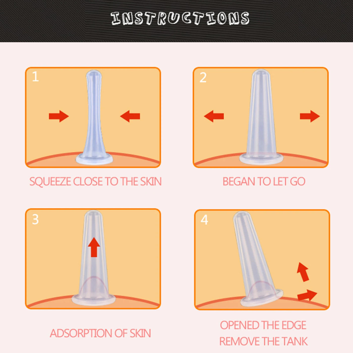 Description Picture 4 of itemSilicone Vacuum Cup Massage Set Massage Facial Massage Jars Vacuum Cans Massage  Health Care Cellulite Massage Tools