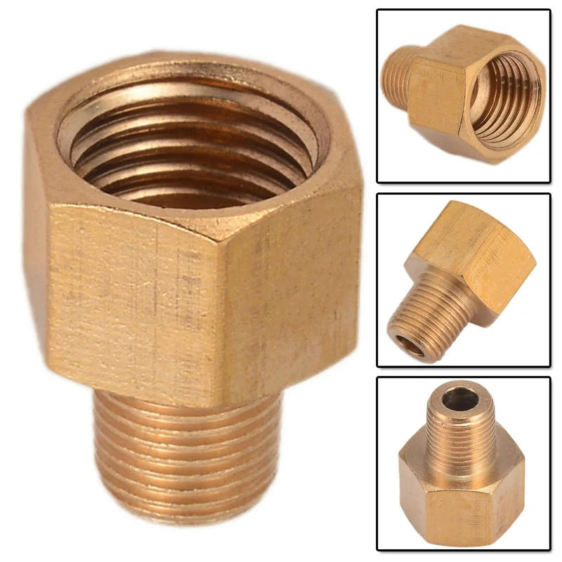 Description Picture 2 of item1/8" Male BSPT To 1/4" Female NPT Adapter Brass BSP-NPT Pipe Fitting Tool For Pressure Gauge Air Gas Fuel Water