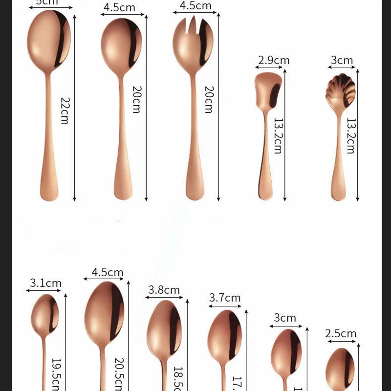 Description Picture 6 of itemRose Gold Tableware Cutlery Set Stainless Steel Dinnerware Set Forks Spoons Knives Dinner Set Complete Kitchen Tableware Mirror