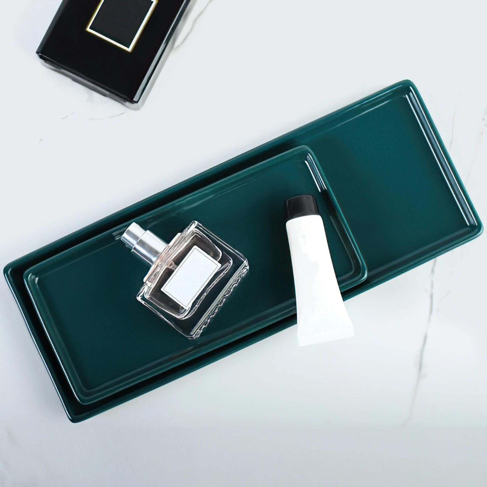 Description Picture 6 of itemJapanese-style Rectangular Ceramic Tray Plate White Porcelain Rectangular Plate Mouthwash Cup Tray Bathroom Living Storage Tray