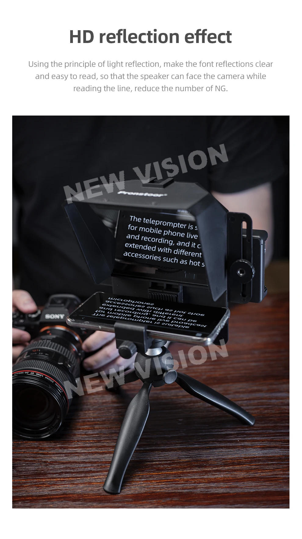 Description Picture 5 of itemPhone and DSLR Recording Mini Teleprompter Portable Inscriber Mobile Teleprompter Artifact Video With Remote Control for Live