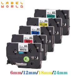 6mm/9mm/12mm/18mm/24mm*8m muticolor ribbon label tapes Compatible for Brother P-TOUCH TZE label printer TZ-231 tze231 221 1PACK