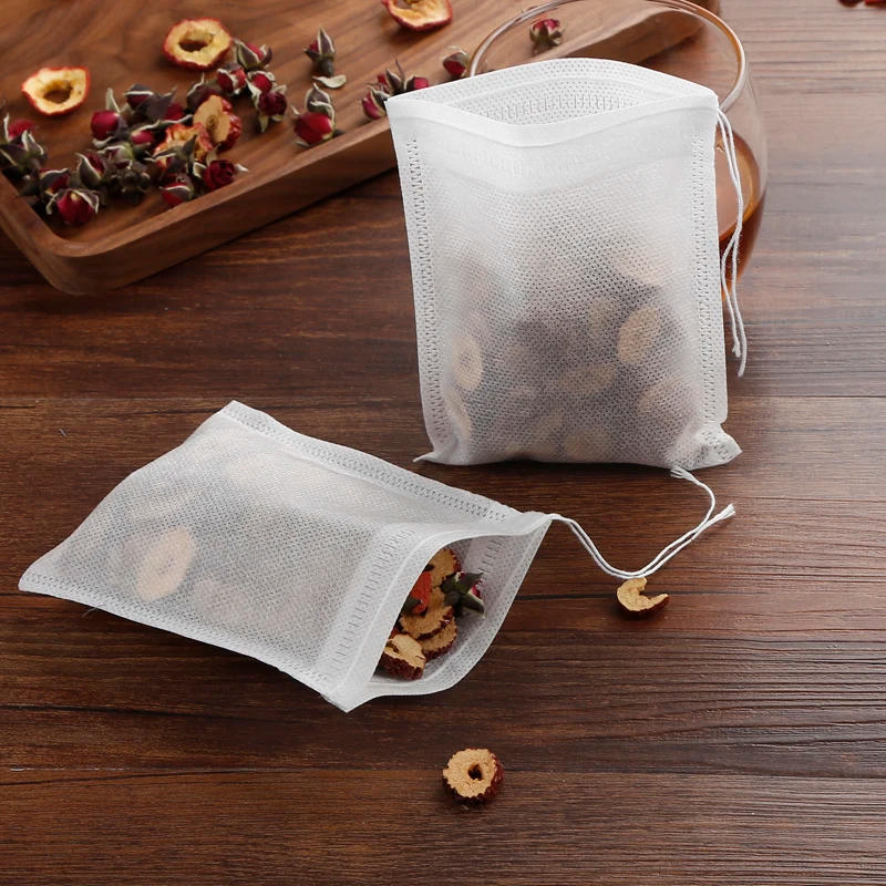 Description Picture 6 of item5x7/6x8/7x9cm Natural Tea Filter Bags for Loose Leaf Tea Coffee Spice 100pcs Disposable Teabags Empty Tea Bags with Drawstring