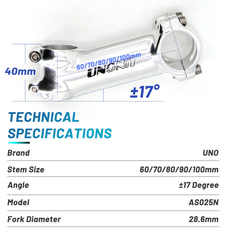 Description Picture 4 of itemKalloy Stem Bicycle Ultralight 17 Degree MTB Road Stem Fork 28.6 Bicycle Handlebar Stem 31.8mm 60/70/80/90/100mm Mountain a stem