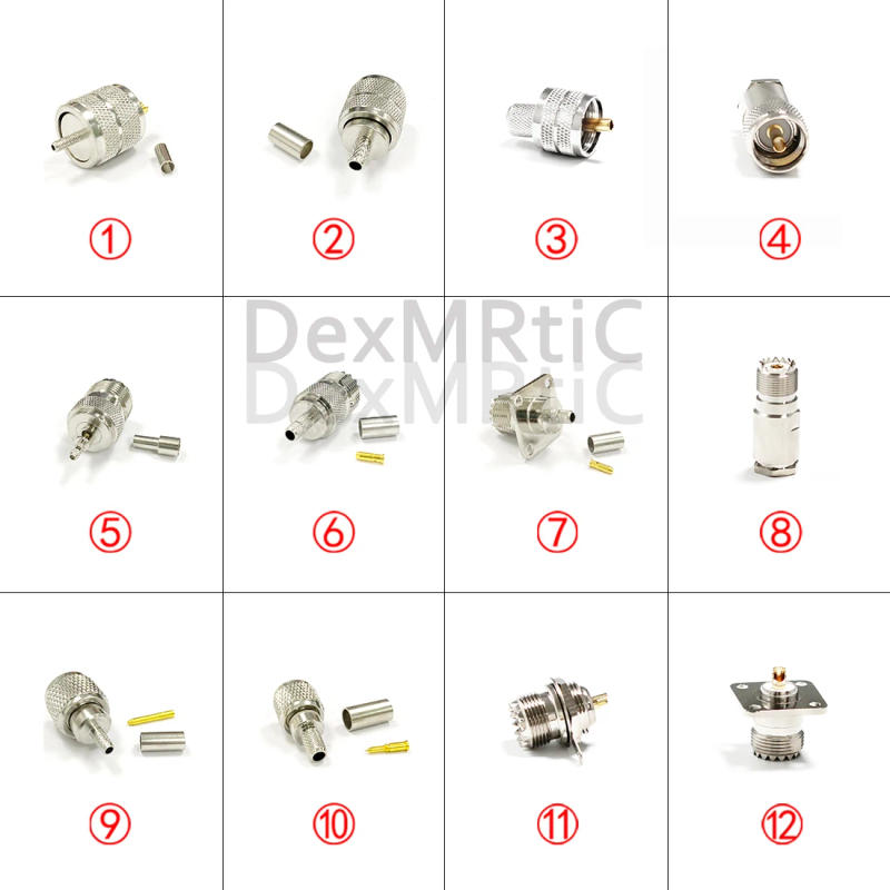 Description Picture 2 of item1PC UHF Male PL259 SO239 Female Jack RF Coax Connector For RG316 RG174 RG58 Cable Welding Terminal NEW