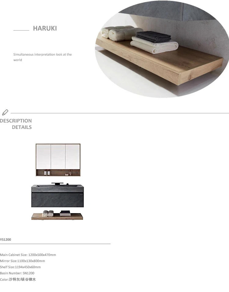 Description Picture 3 of itemgrey color slate surface modern bathroom vanity cabinets with bathroom mirror cabinet