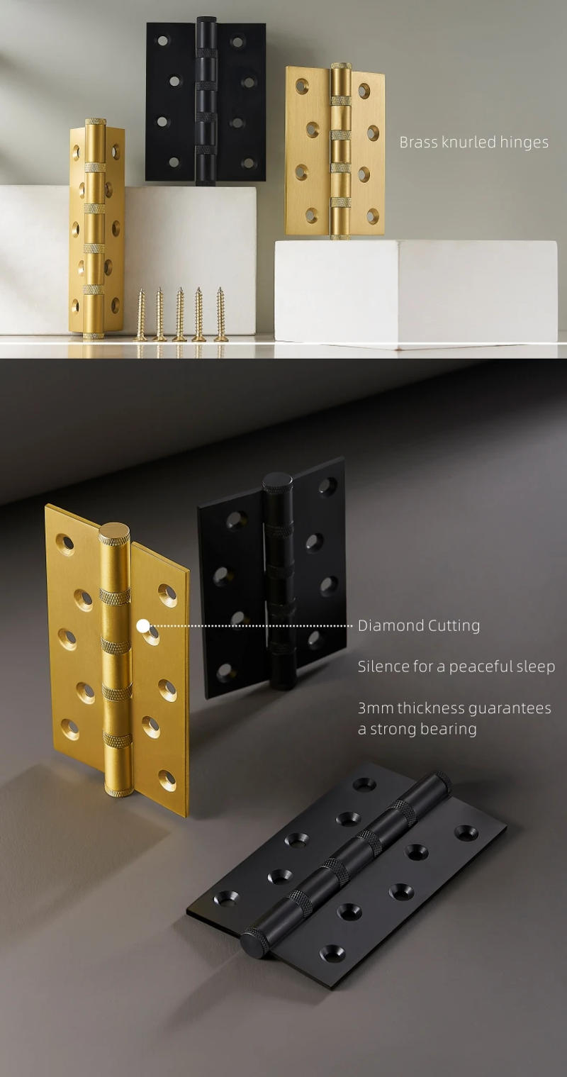 Description Picture 4 of itemDooroom Brass Knurled Door Hinges Free Slot Smoothly Thickening Mute Door Hinges 4 Inch 5 Inch