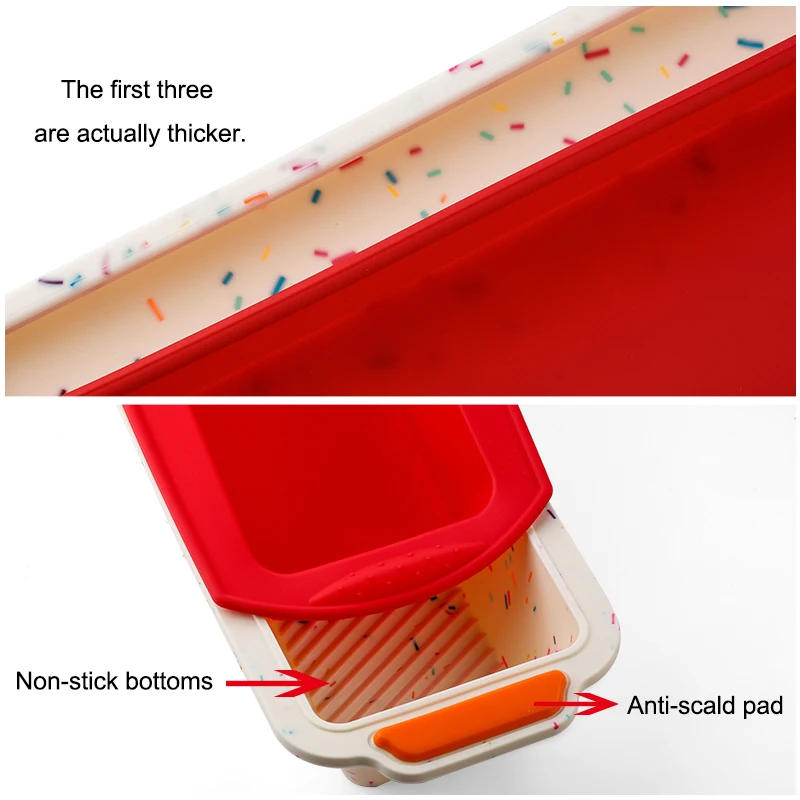 Description Picture 4 of itemRectangular Silicone Bread Pan Mold Toast Bread Mold Cake Tray Long Square Cake Mould Bakeware Non-stick Baking Tools