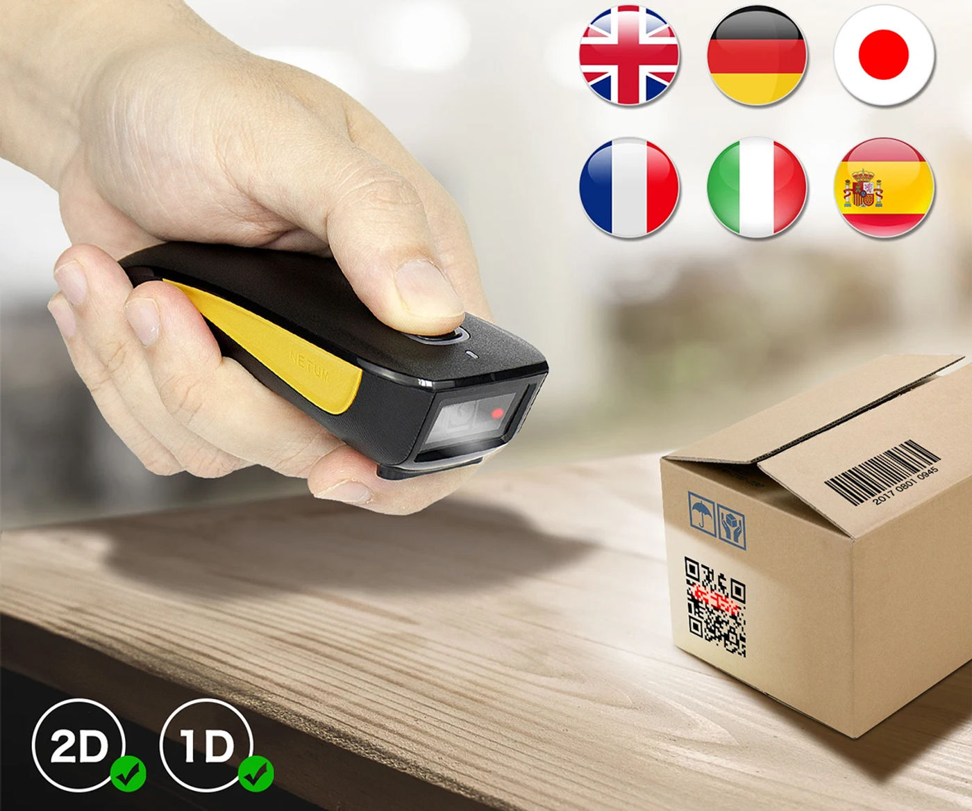 Description Picture 4 of itemNETUM C750 Serie Bluetooth Wireless 2D Barcode Scanner Pocket 1D QR Barcode PDF417 for Tobacco Garment Mobile payment Industry