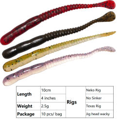 Meathead Baits Worms Slowing Sinking Baits Paddle Tail Pike Bass 10cm 2.5g 10pcs Carolina Rig Wacky