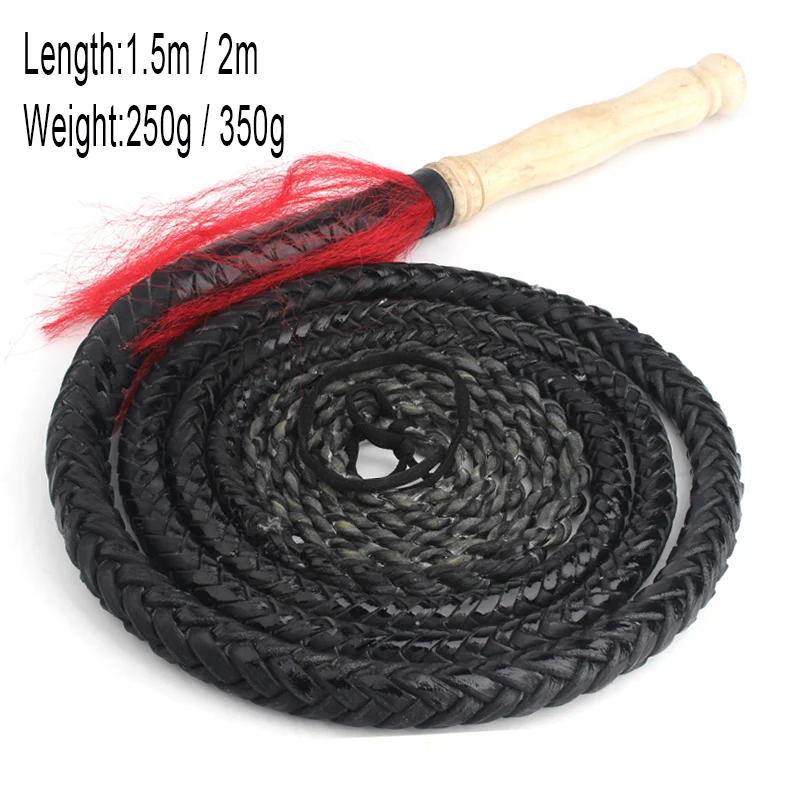 Description Picture 2 of item1.5 Meters/2 Meters High-quality Leather Whip Martial Arts Fitness Tools Outdoor Toys Adult Leather Whip For Physical Exercise