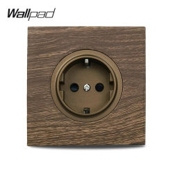 Wood Color Wall Socket Brown Aluminum Panel USB Charger Outlet EU French UK Universal Power Outlet 86x86mm