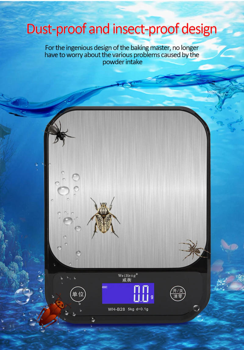 Description Picture 5 of itemRechargeable Digital Kitchen Scale 10kg/1g 5kg/0.1g Stainless Steel Weighing Electronic Scales Cooking Baking Food Scales