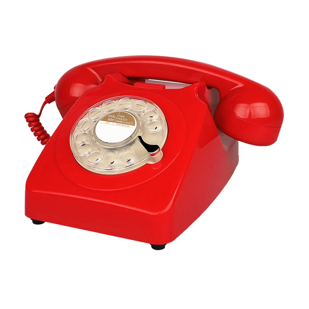 Description Picture 6 of itemCorded Telephone,Red Retro Phones,1960s' Old Fashion Landline Phones Vintage Rotary Dial Phone for Home Office Shops Art Decor