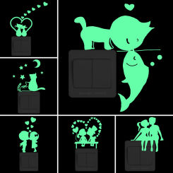 Romantic Love Luminous Stickers Wedding Room Wall Switch Decoration Kitchen Fridge Bathroom Door Laptop Table Car Window Decal