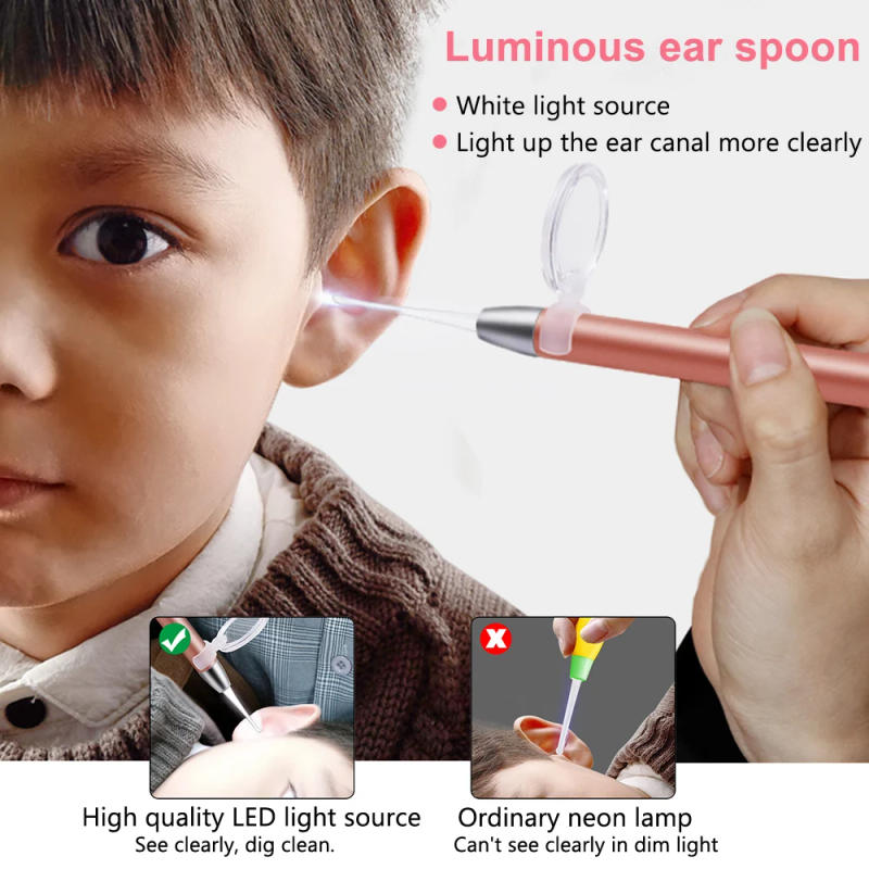 Description Picture 5 of itemEar Cleaning Light Ear Cleaner Spoon Earpick Ear Wax Removal Tool Baby Ears Cleaning Tool with Magnifier Two Spoons Gift