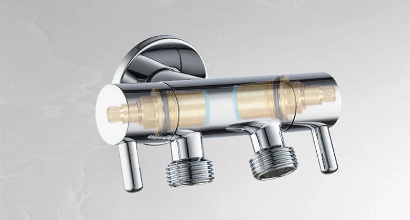 Description Picture 5 of itemBrass double handle Toilet faucet shattaf angle valve multifunctional toilet valves diverters valvula