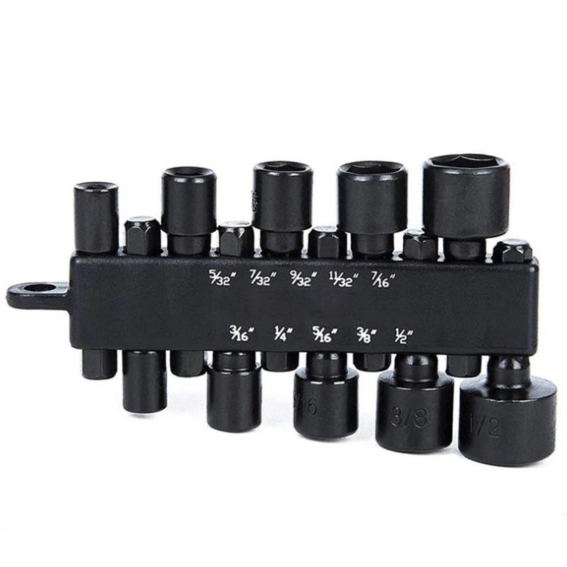 Description Picture 5 of itemBROPPE 10Pcs 1/4 Inch Hex Shank Power Nut Driver Drill Bit Set Metric / Imperial Socket Wrench Screw Screwdriver