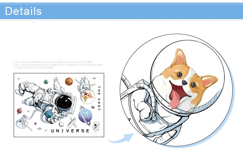 Description Picture 4 of itemAstronaut Wall Stickers for Kids rooms Kindergarten Wall Decor Vinyl Remvable PVC Wall Decals Art Tiles Murals Home Decoration