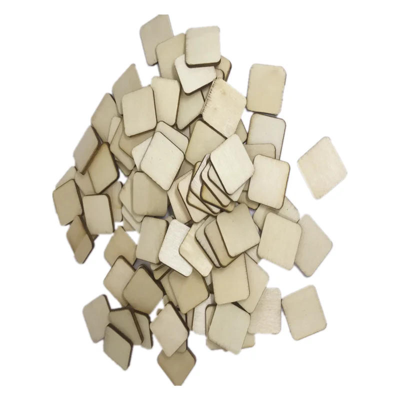 Description Picture 4 of item100pcs 20mm Unfinished Wood Pieces Blanks Wood Squares Round Corner Wooden Cutouts for DIY  Craft Laser Engraving Carving