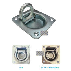 4Pcs 300Kg (660Lbs) Square Recessed Tie Down Spring Loaded D Ring Anchor Trailer Deliveries Deck Mount Iron Stainless Steel