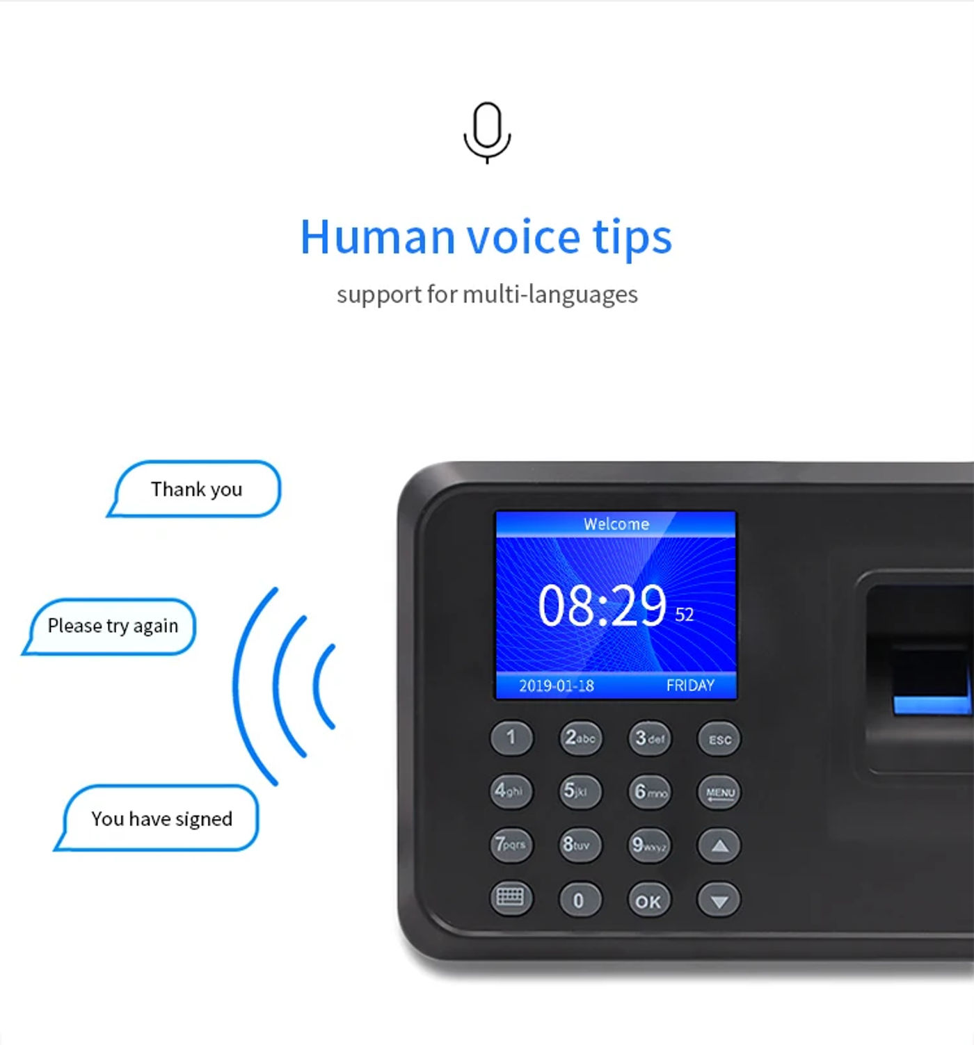 Description Picture 3 of itemYK&SCAN Biometric Fingerprint Time Attendance Clock Recorder Employee Recognition Device Electronic