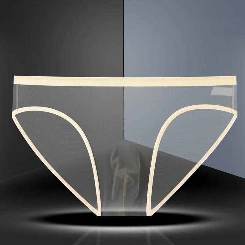 Description Picture 4 of itemTransparent Underwear Hot Man Pants Ultra-thin Perspective Mid-rise Male Mesh Slips Homme Panties Plus Size