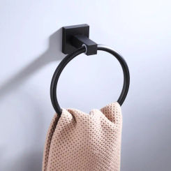 Becola Black Solid Aluminum Towel Ring For Bathroom Towel Racks Bathroom Hardware Accessories Holder For Towel