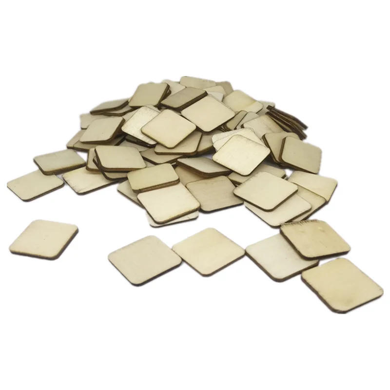 Description Picture 3 of item100pcs 20mm Unfinished Wood Pieces Blanks Wood Squares Round Corner Wooden Cutouts for DIY  Craft Laser Engraving Carving