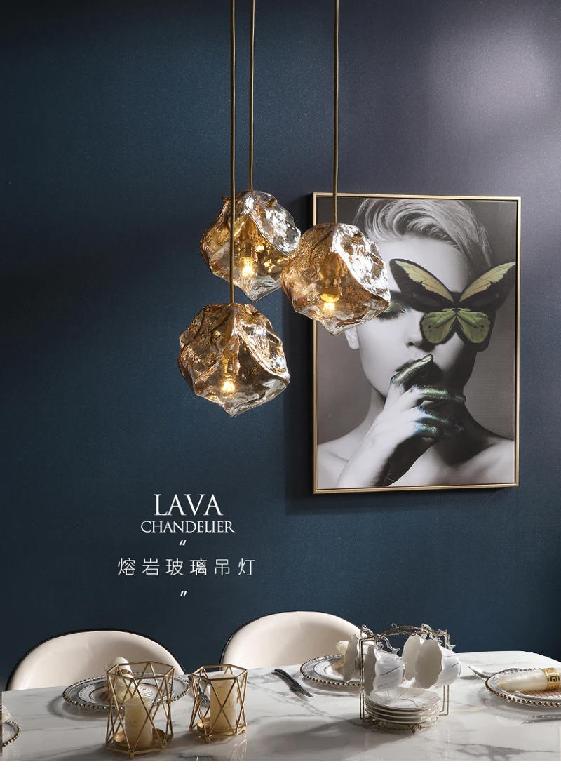 Description Picture 2 of itemPost Modern Lava Lamp Irregular Glass Pendant Light Home Deco Dining Room Lights Kitchen Fixtures Living Room Pendant Luminaire