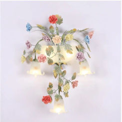 Decora Country Floral Flower Rose Wall Lamps LED AC Wall Lights for Living Room Home Indoor Lighting Wall Sconces Bedroom Lamp