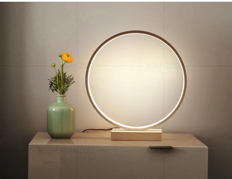 Description Picture 6 of itemModern LED black white Ring 8-shaped table lamp Nordic bedroom bedside reading desk lamp home decor living room lighting fixture