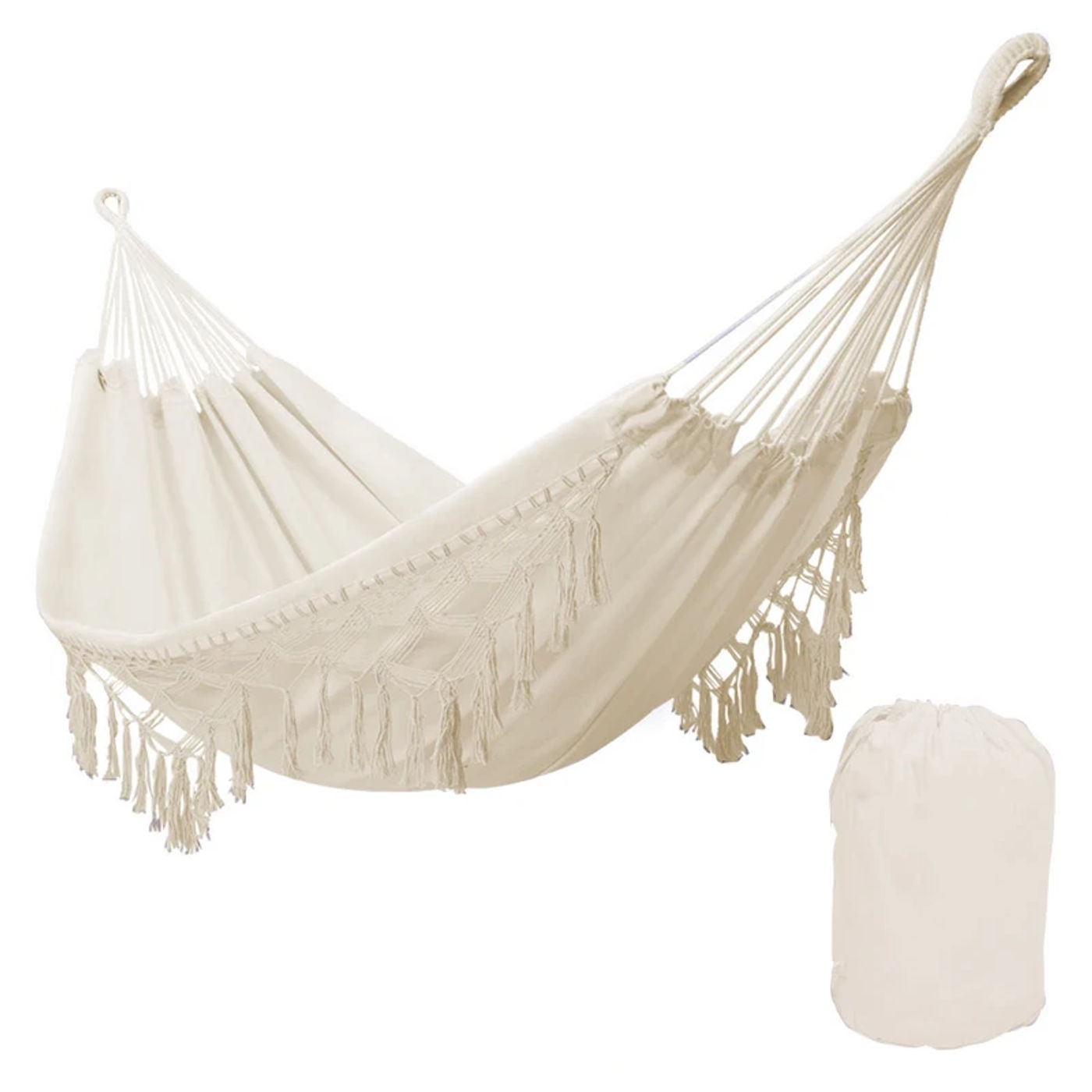 Description Picture 2 of itemNordic Style White Hammock Outdoor Indoor Garden Dormitory Bedroom Hanging Chair For Child Adult Swinging Single Safety Hammock