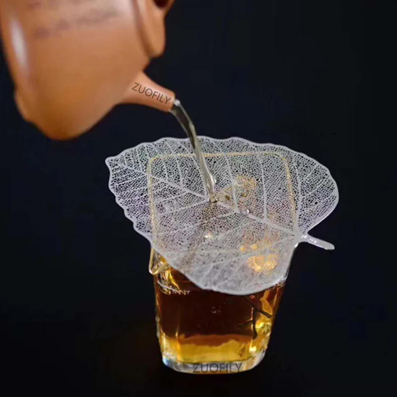 Description Picture 4 of itemStainless Steel Bodhi Leaf Tea Filter with Net Kong Tea Set Teapot TeaCup Strainers Leaf Tea Strainer Drinkware Teaware Gadgets