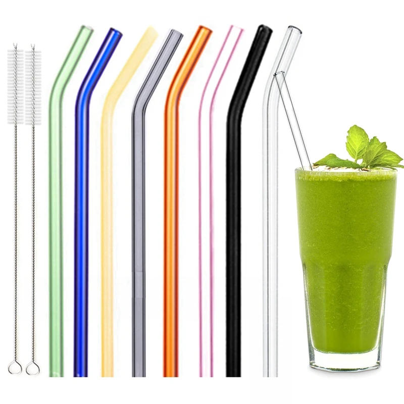 Description Picture 2 of item20cm Colorful Reusable Glass Straws High Borosilicate Glass Eco Friendly Drinking Straw for Cocktail Smoothie Milkshake Dinkware